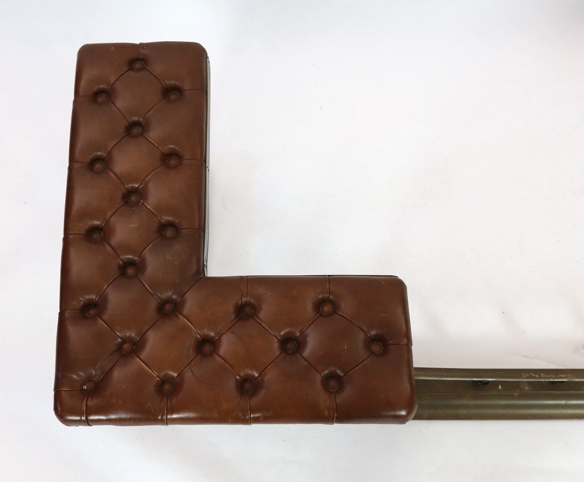 A Victorian style brass club fender, width 190cm depth 66cm height 53cm